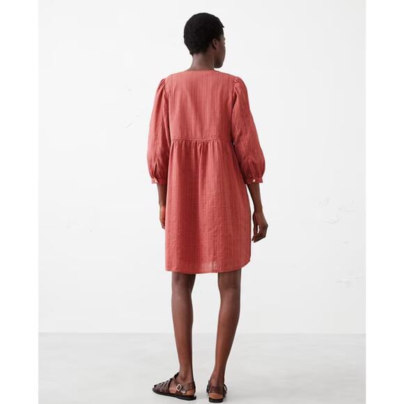 Banana Republic  Voile Puff-Sleeve Peplum Mini Shift Dress Dust Cedar – Size M - Picture 2 of 7